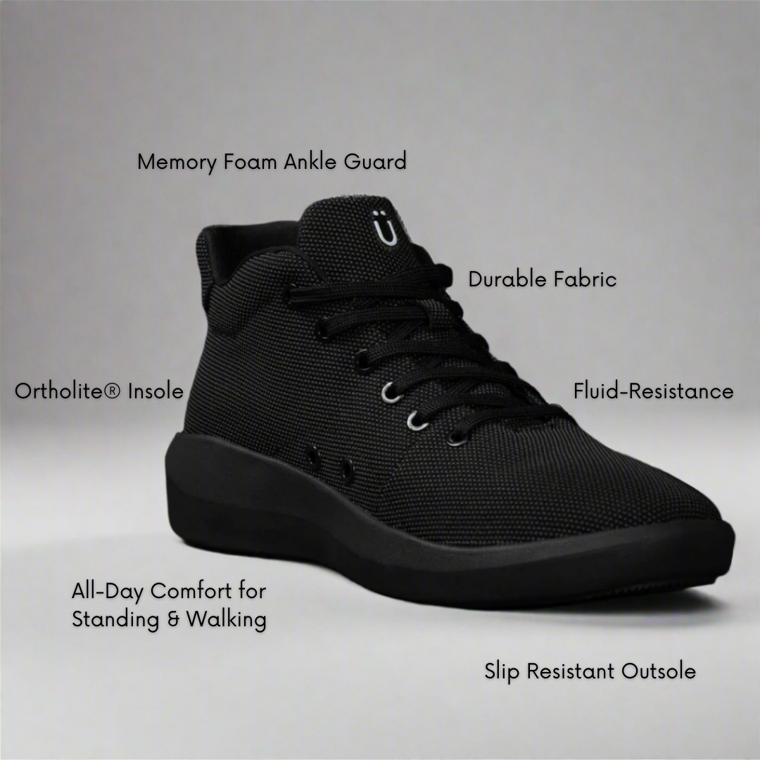 Uni All Black Non Slip Nursing Shoes Hospital Restaurant Kitchen Uni